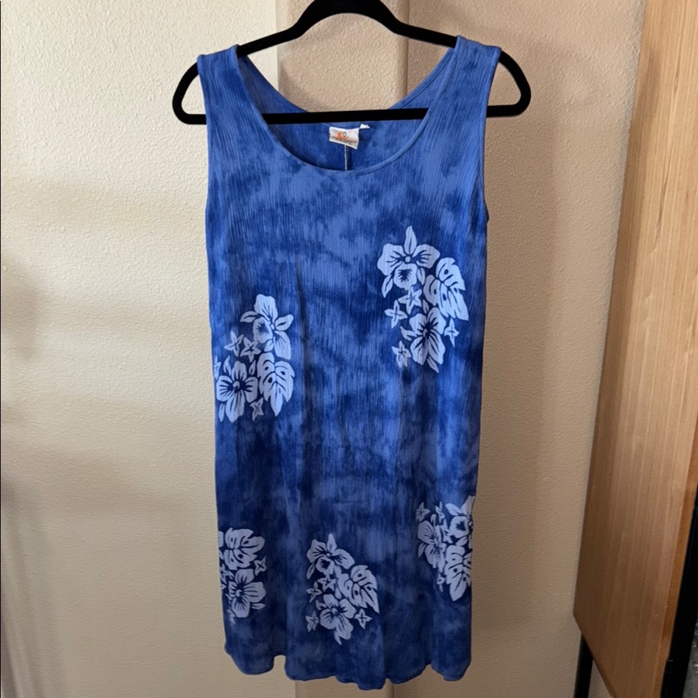 Hawaian Pineapple moon brand Blue Floral Sleeveless Dress OS